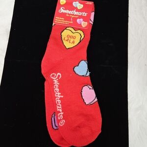 Sweethearts Conversation Hearts Kids Crew Socks – Red Valentine Candy Kawaii